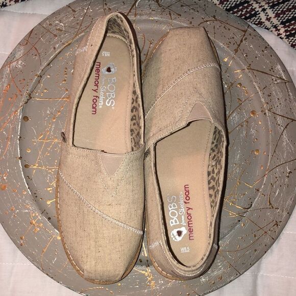 BOBS 8.5 by Sketchers Memory Foam Linen Canvas Slip On Flats Shoes - Picture 13 of 13